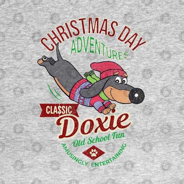 Funny Cute Doxie Dog with Classic Dachshund Christmas by Danny Gordon Art